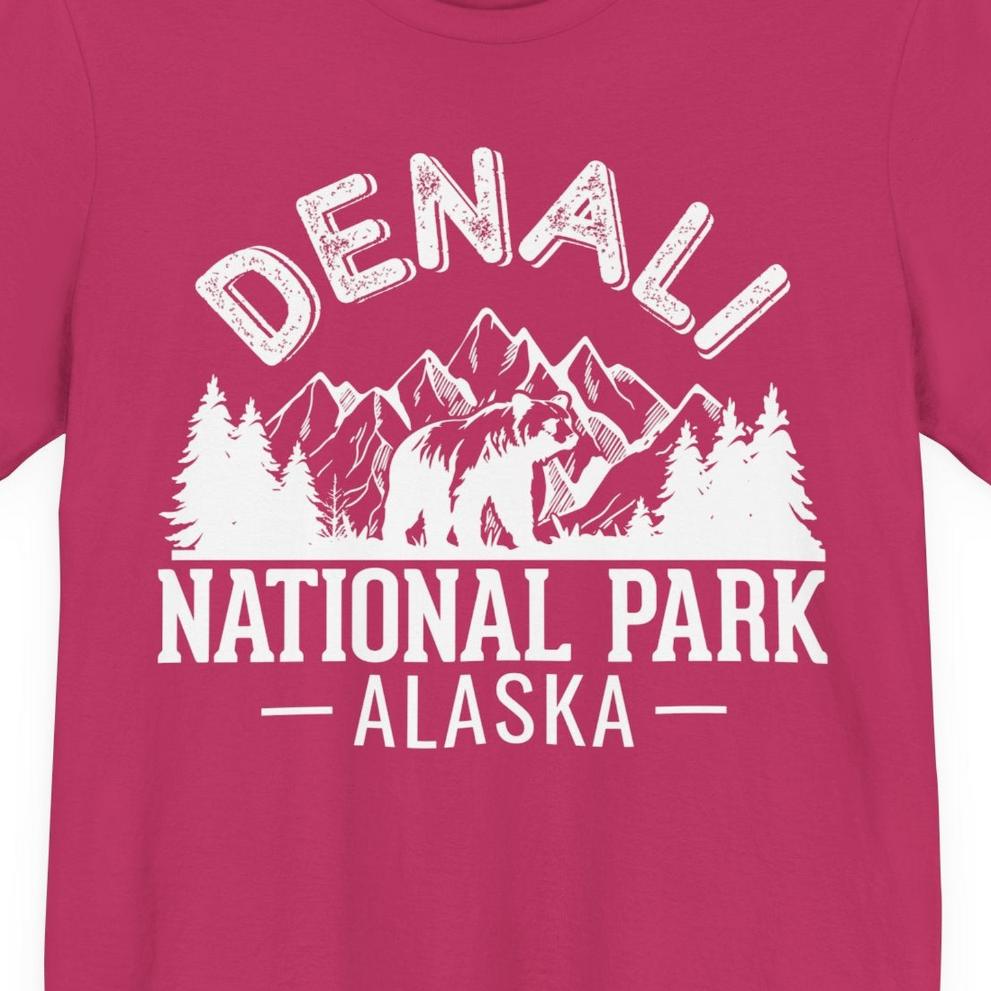 Denali National Park Bear Mountains Vintage Alaska Nature Shirt — Premium Tee Premium T-Shirt – Berry – Alaska Cruise Shirts Close Up