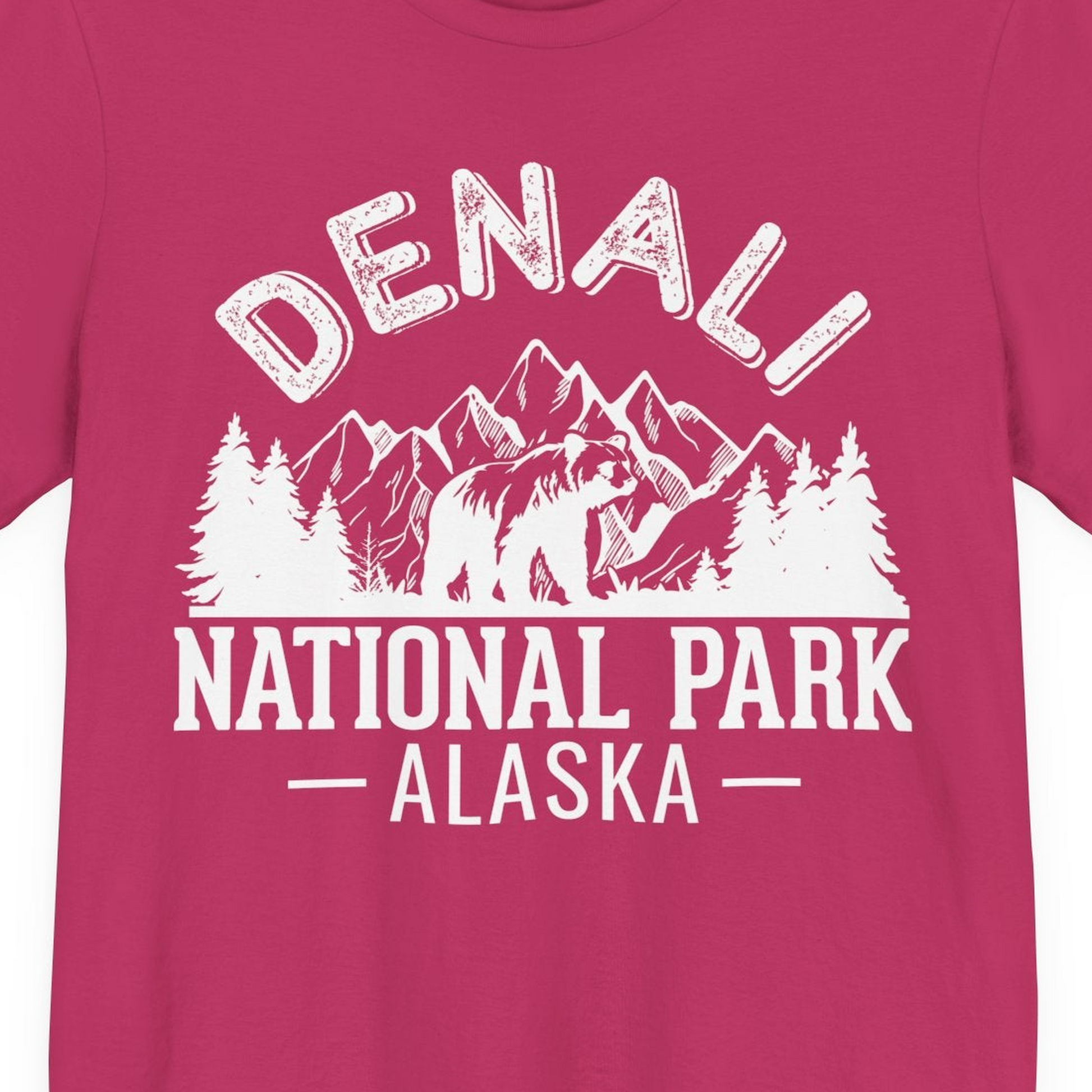 Denali National Park Bear Mountains Vintage Alaska Nature Shirt — Premium Tee Premium T-Shirt – Berry – Alaska Cruise Shirts Close Up