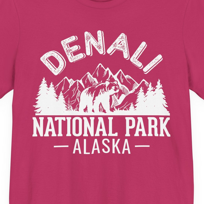 Denali National Park Bear Mountains Vintage Alaska Nature Shirt — Premium Tee Premium T-Shirt – Berry – Alaska Cruise Shirts Close Up
