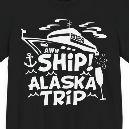 Aww Ship Alaska Cruise Shirt Premium T-Shirt – Black – Alaska Cruise Shirts Close Up