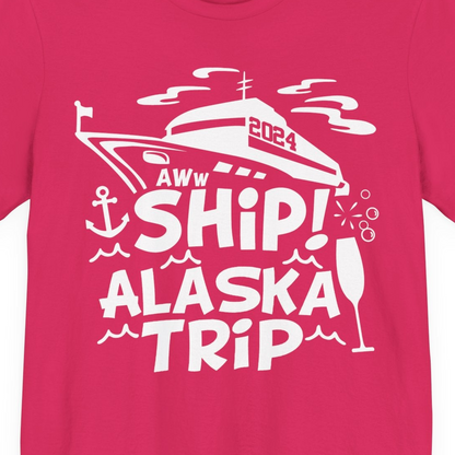Aww Ship Alaska Cruise Shirt Premium T-Shirt – Fuchsia – Alaska Cruise Shirts Close Up