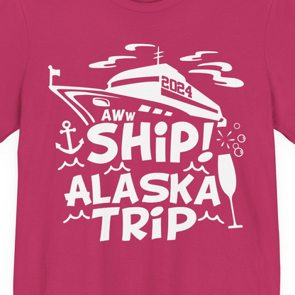 Aww Ship Alaska Cruise Shirt Premium T-Shirt – Berry – Alaska Cruise Shirts Close Up