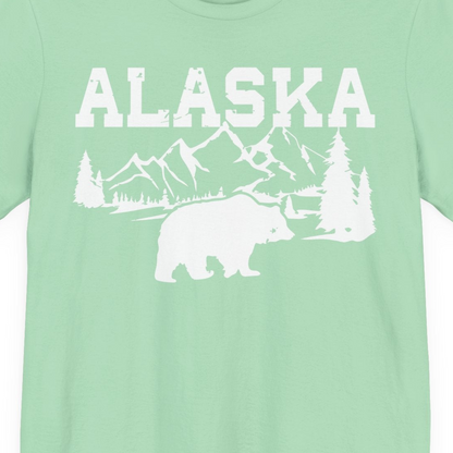 Alaska Bear Shirt Premium T-Shirt – Mint – Alaska Cruise Shirts Close Up