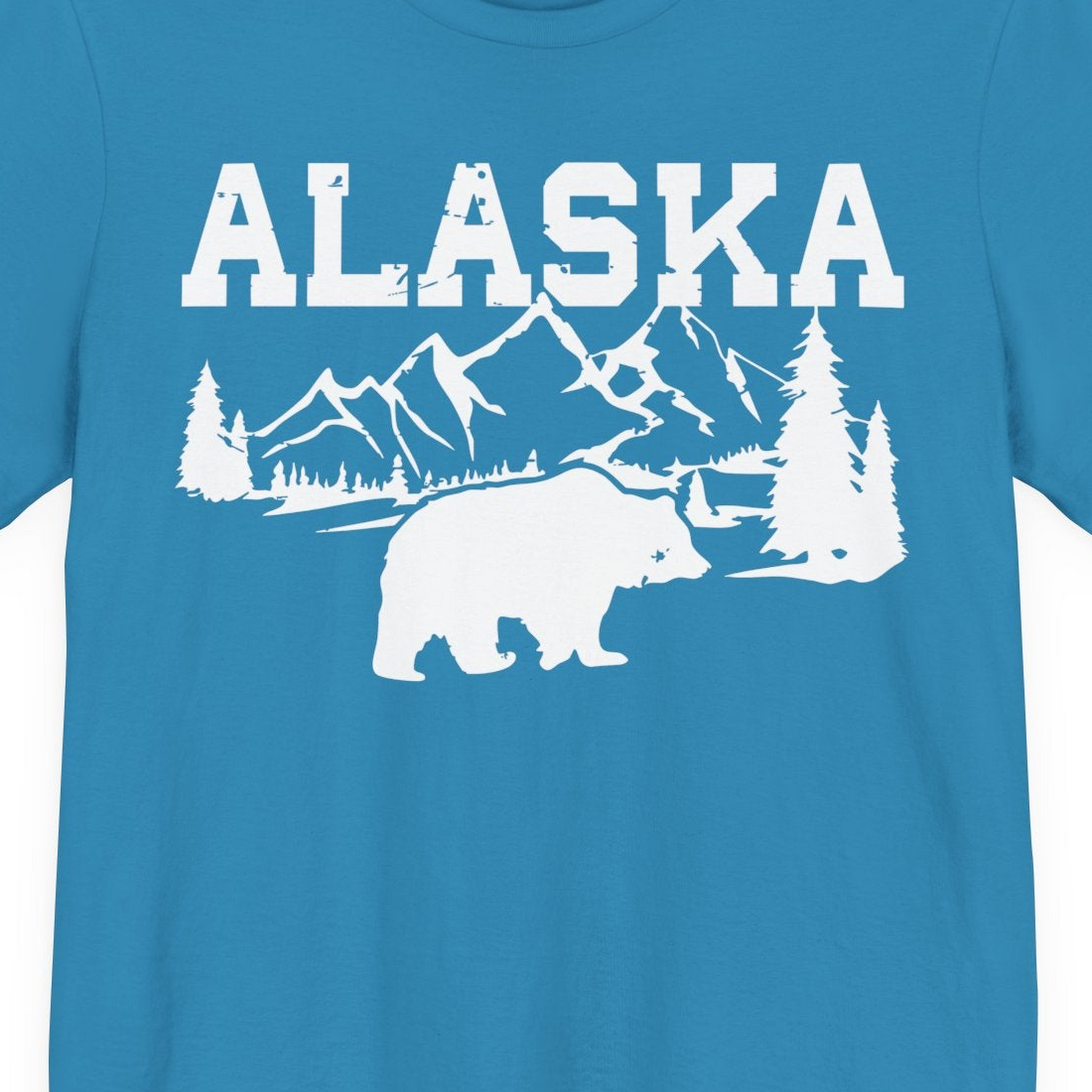 Alaska Bear Shirt Premium T-Shirt – Aqua – Alaska Cruise Shirts Close Up