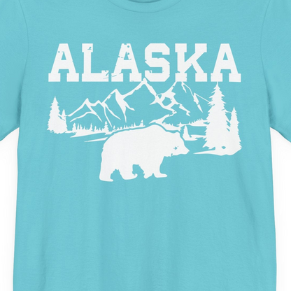 Alaska Bear Shirt Premium T-Shirt – Turquoise – Alaska Cruise Shirts Close Up