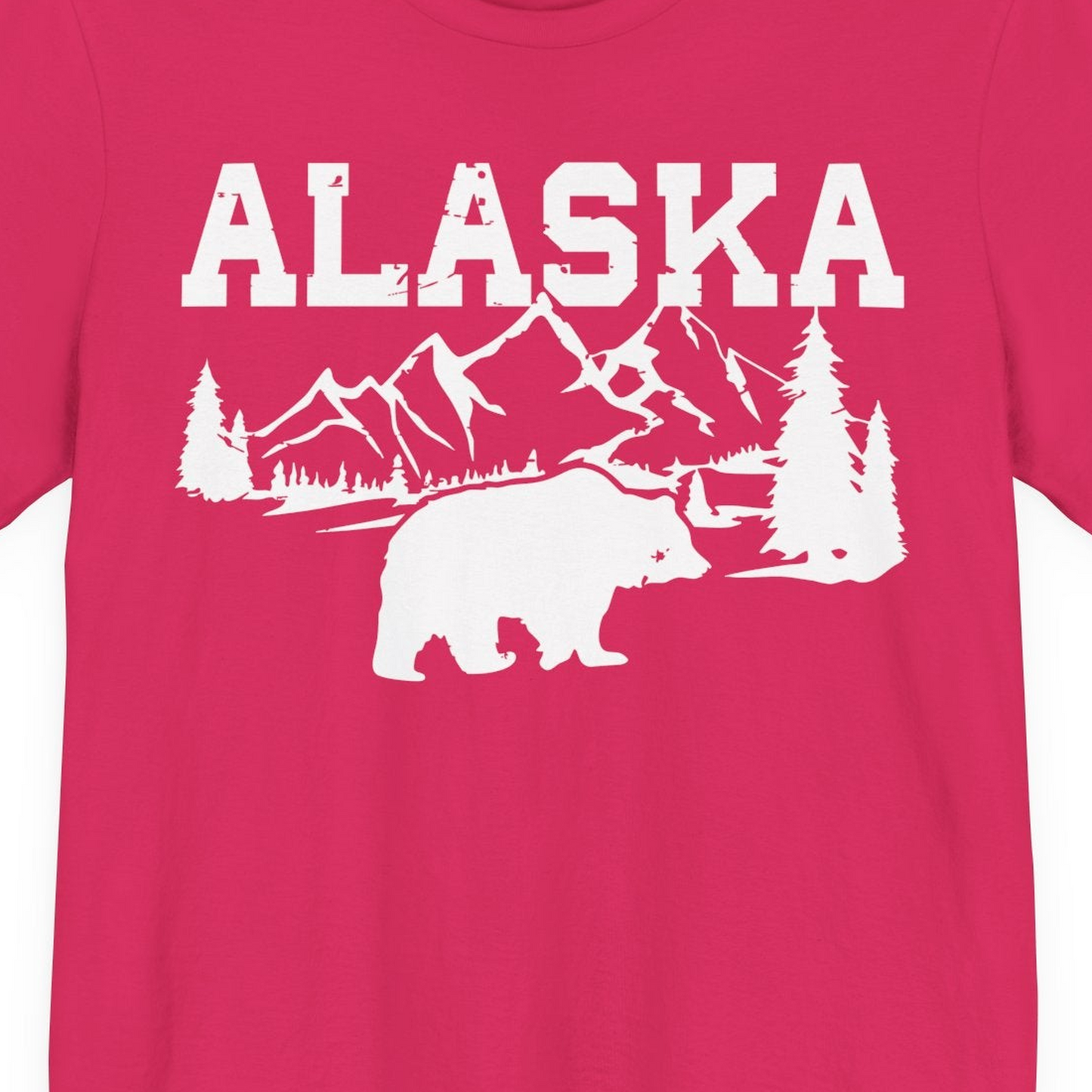 Alaska Bear Shirt Premium T-Shirt – Fuchsia – Alaska Cruise Shirts Close Up