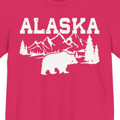 Alaska Bear Shirt Premium T-Shirt – Fuchsia – Alaska Cruise Shirts Close Up