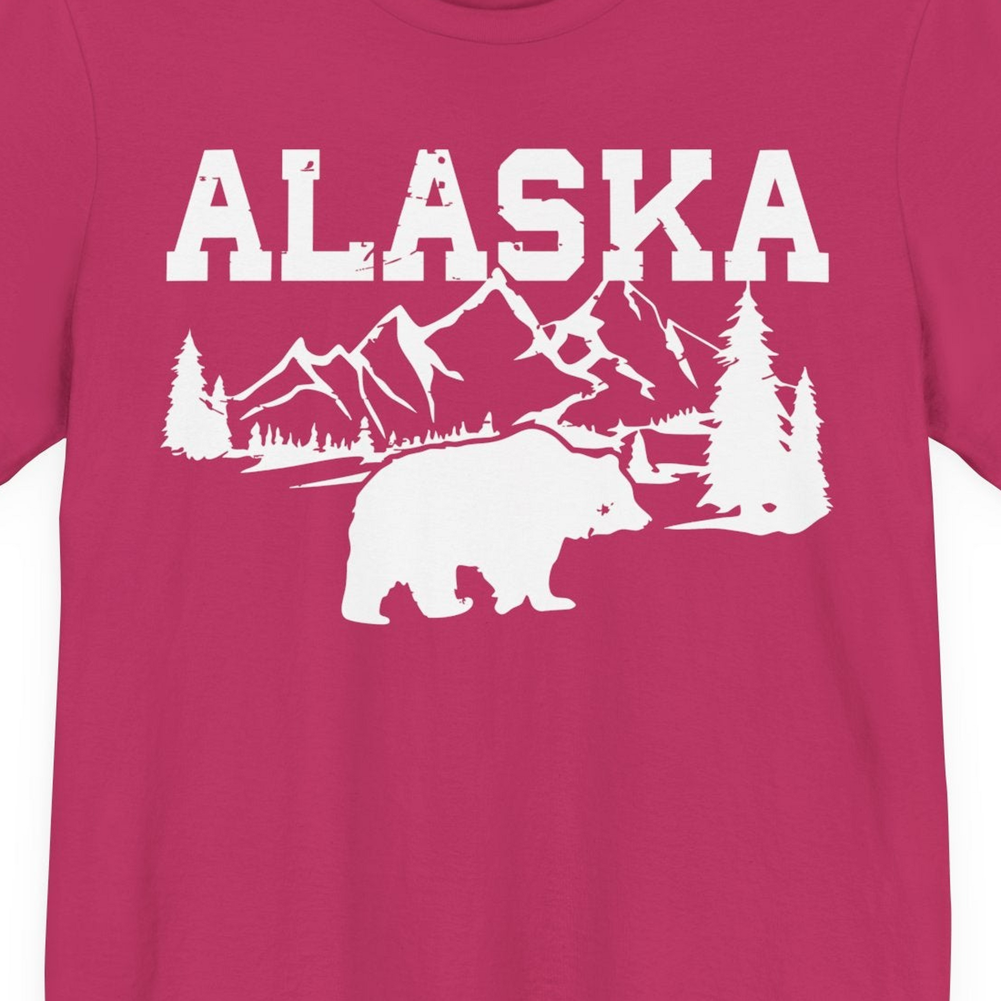 Alaska Bear Shirt Premium T-Shirt – Berry – Alaska Cruise Shirts Close Up