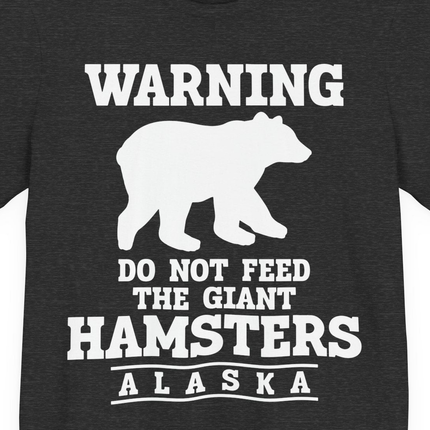 Funny Alaska Bear Warning Shirt Premium T-Shirt – Dark Grey Heather – Alaska Cruise Shirts Close Up