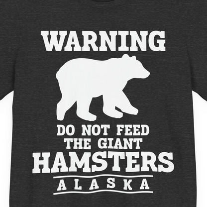 Funny Alaska Bear Warning Shirt Premium T-Shirt – Dark Grey Heather – Alaska Cruise Shirts Close Up