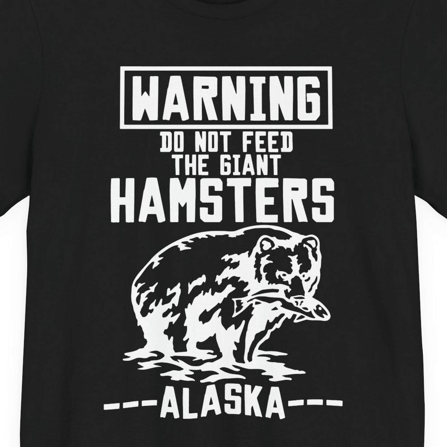 Funny Alaska Bear Warning Sign Shirt Premium T-Shirt – Black – Alaska Cruise Shirts Close Up