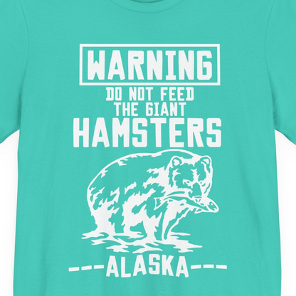 Funny Alaska Bear Warning Sign Shirt Premium T-Shirt – Teal – Alaska Cruise Shirts Close Up