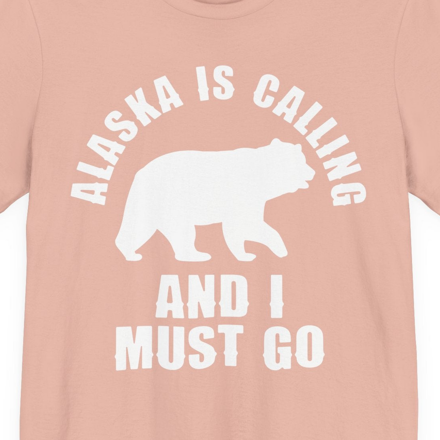 Alaska Is Calling Bear Silhouette Adventure Shirt Premium T-Shirt – Peach – Alaska Cruise Shirts Close Up