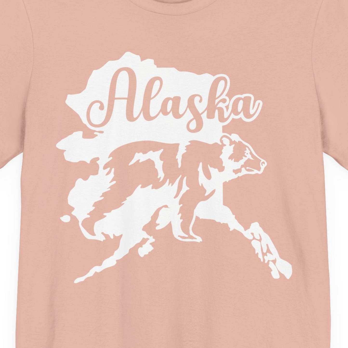 Alaska Bear Silhouette Shirt Premium T-Shirt – Peach – Alaska Cruise Shirts Close Up