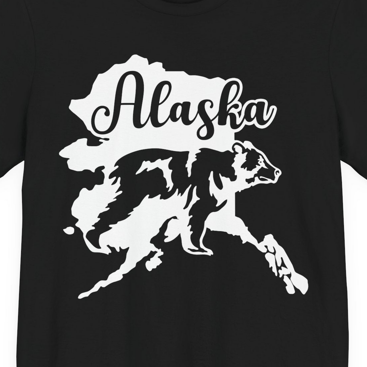 Alaska Bear Silhouette Shirt Premium T-Shirt – Black – Alaska Cruise Shirts Close Up