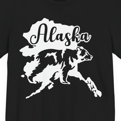 Alaska Bear Silhouette Shirt Premium T-Shirt – Black – Alaska Cruise Shirts Close Up