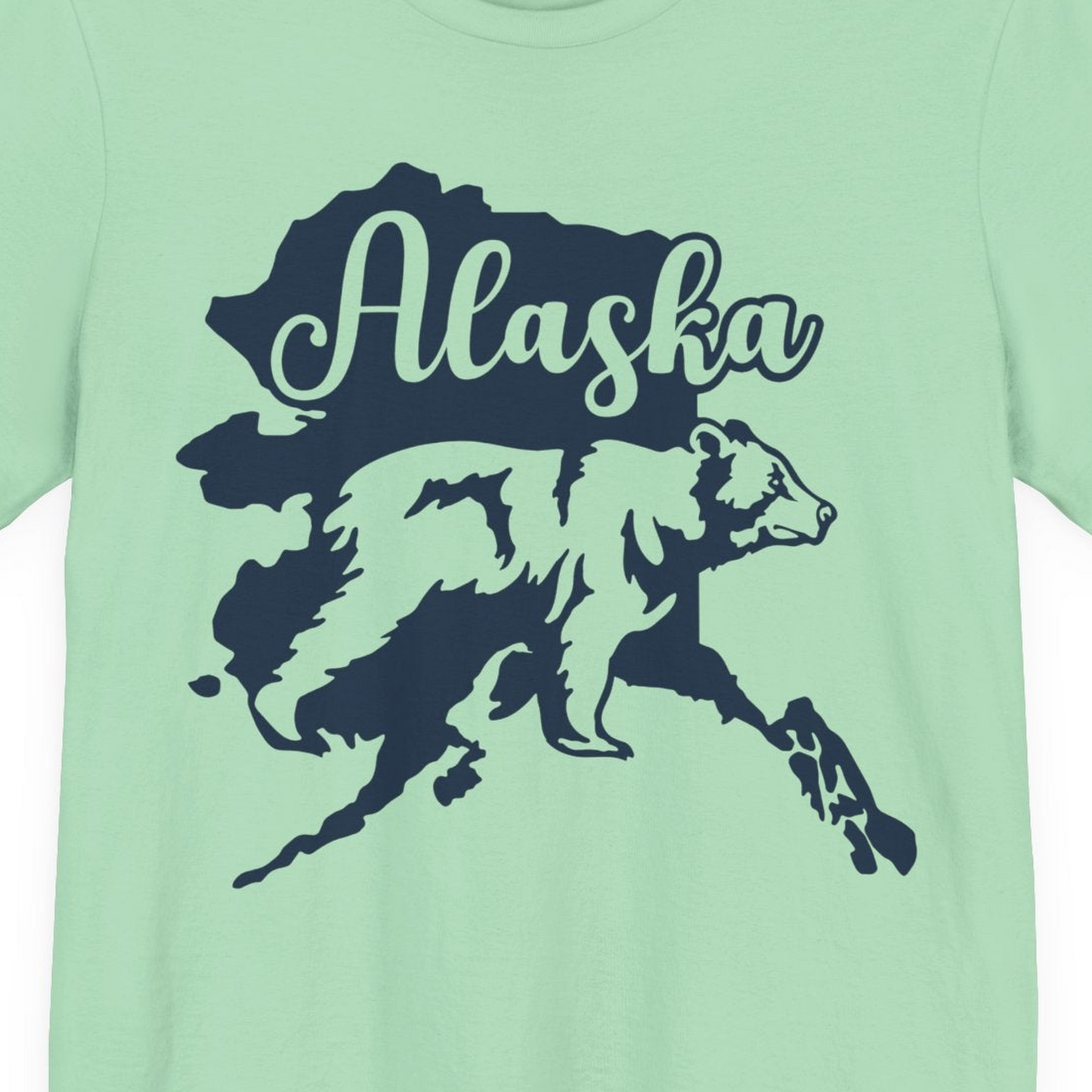 Alaska Bear Silhouette Shirt Premium T-Shirt – Mint – Alaska Cruise Shirts Close Up
