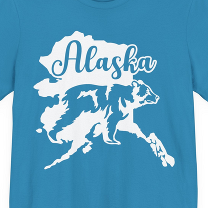 Alaska Bear Silhouette Shirt Premium T-Shirt – Aqua – Alaska Cruise Shirts Close Up