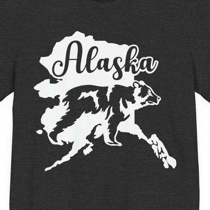 Alaska Bear Silhouette Shirt Premium T-Shirt – Dark Grey Heather – Alaska Cruise Shirts Close Up