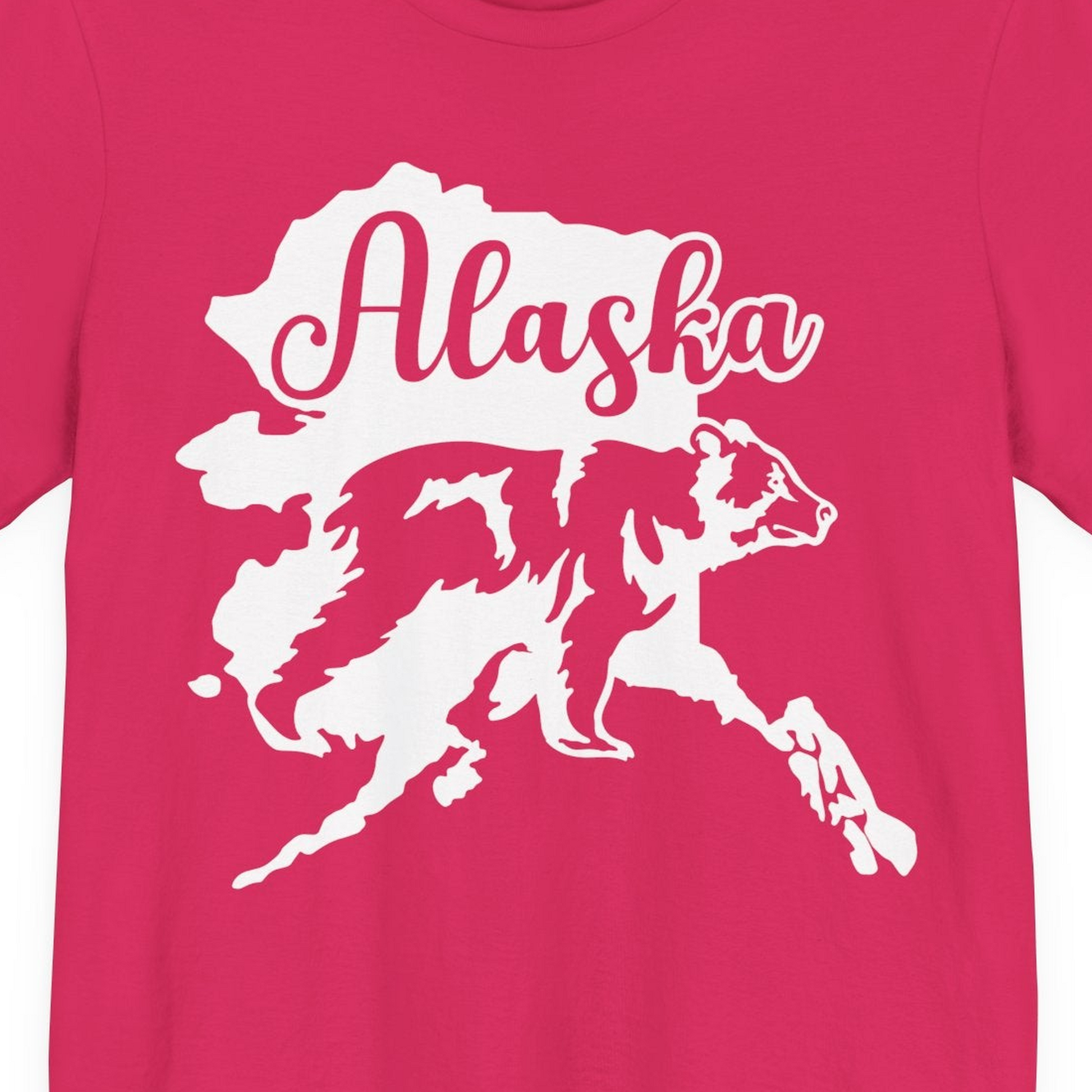 Alaska Bear Silhouette Shirt Premium T-Shirt – Fuchsia – Alaska Cruise Shirts Close Up