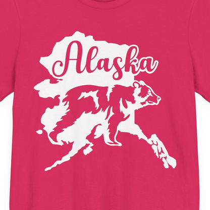 Alaska Bear Silhouette Shirt Premium T-Shirt – Fuchsia – Alaska Cruise Shirts Close Up