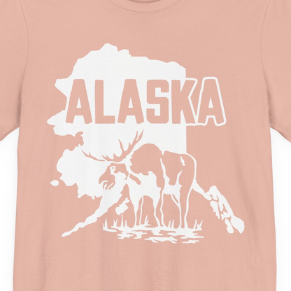 Alaska Moose Silhouette Shirt Premium T-Shirt – Peach – Alaska Cruise Shirts Close Up