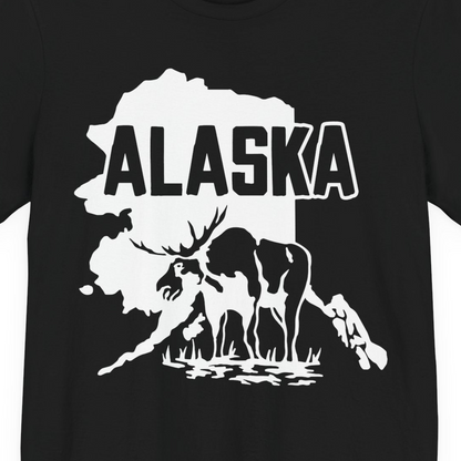 Alaska Moose Silhouette Shirt Premium T-Shirt – Black – Alaska Cruise Shirts Close Up