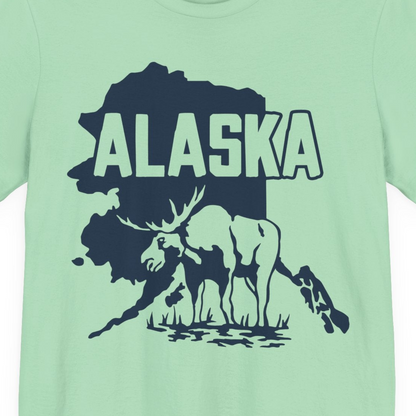 Alaska Moose Silhouette Shirt Premium T-Shirt – Mint – Alaska Cruise Shirts Close Up
