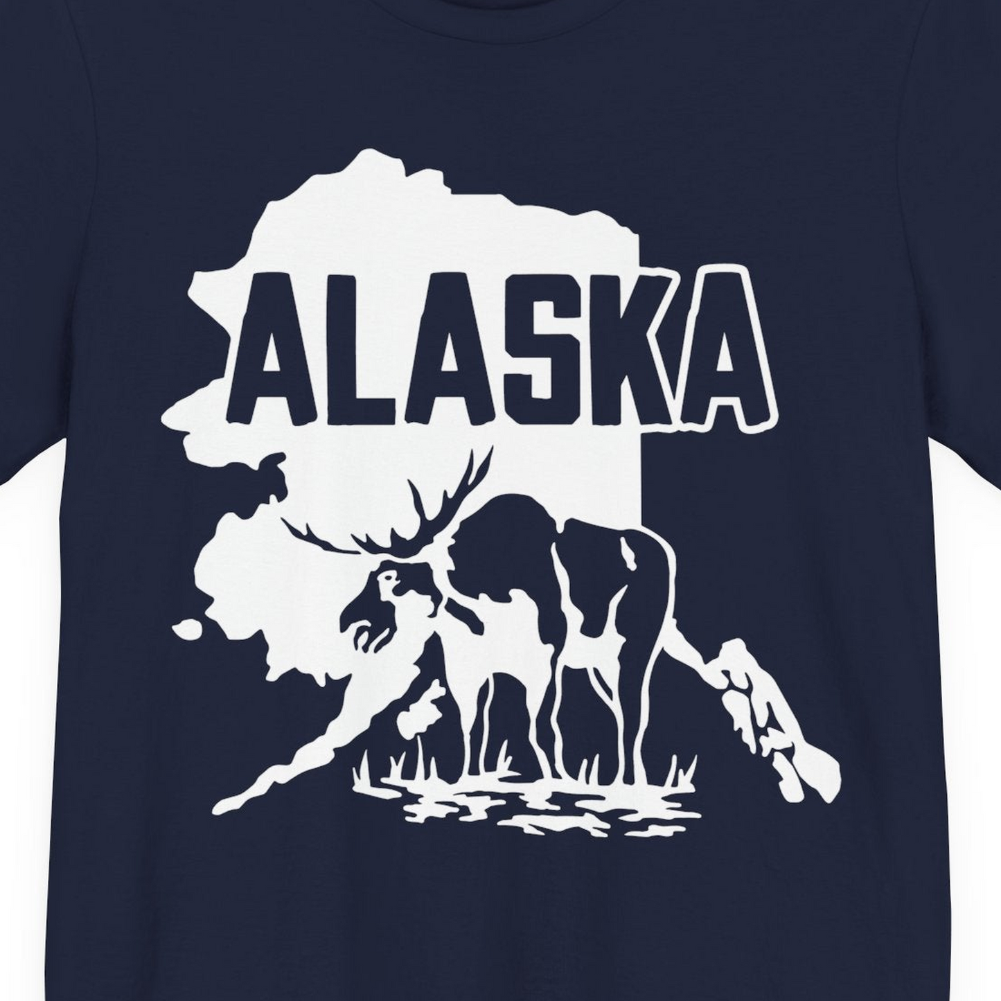 Alaska Moose Silhouette Shirt Premium T-Shirt – Navy – Alaska Cruise Shirts Close Up