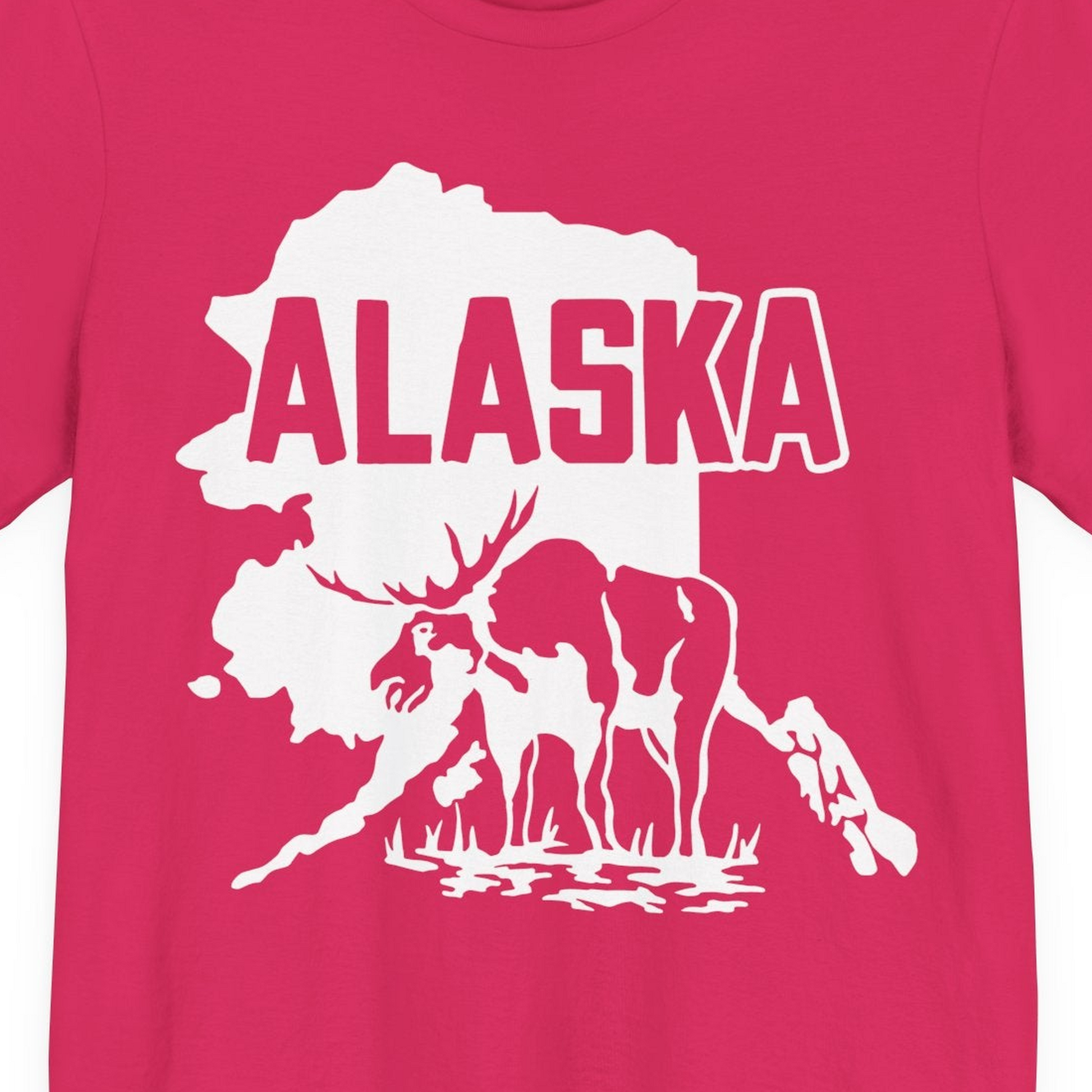 Alaska Moose Silhouette Shirt Premium T-Shirt – Fuchsia – Alaska Cruise Shirts Close Up