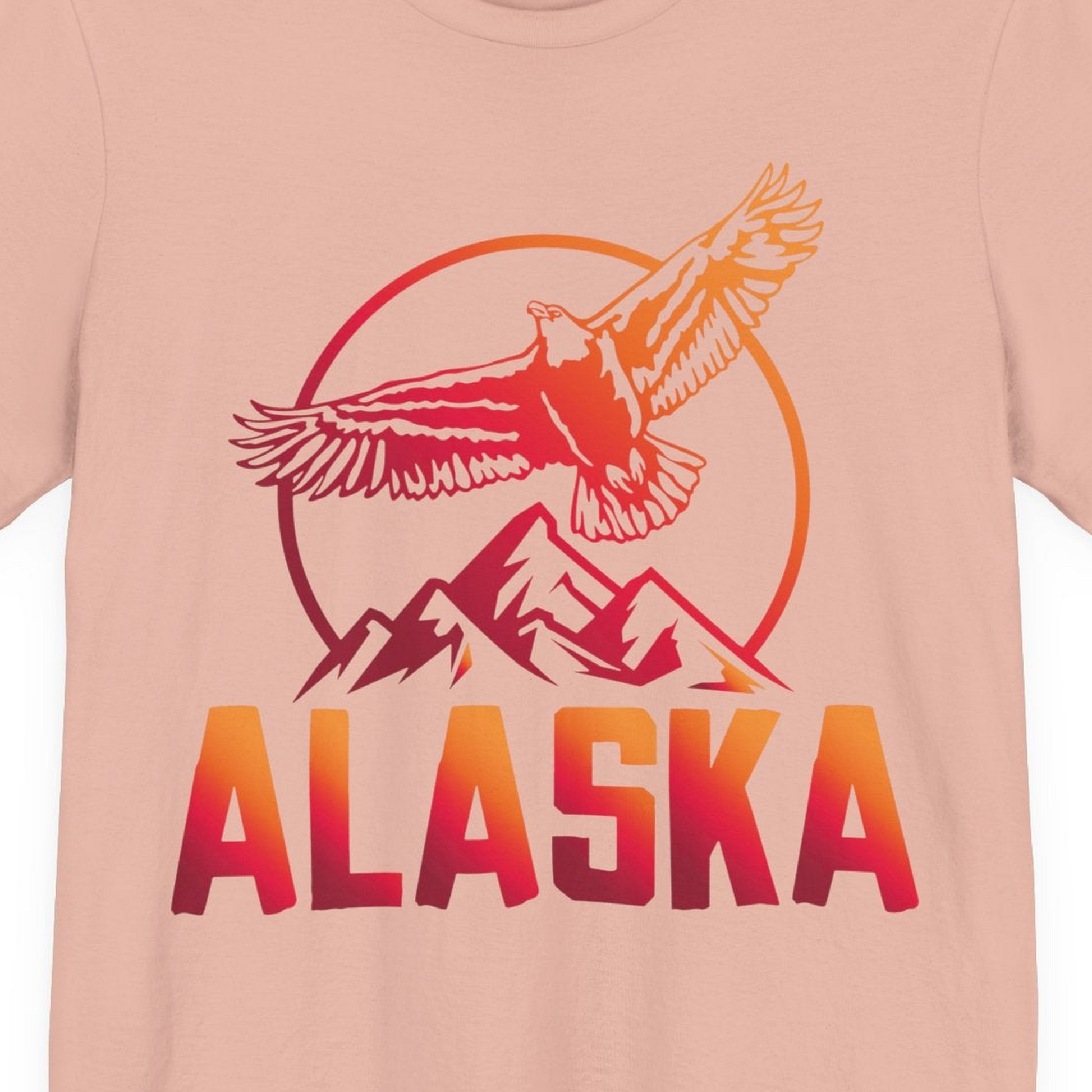 Alaska Eagle Mountains Graphic Shirt Premium T-Shirt – Peach – Alaska Cruise Shirts Close Up