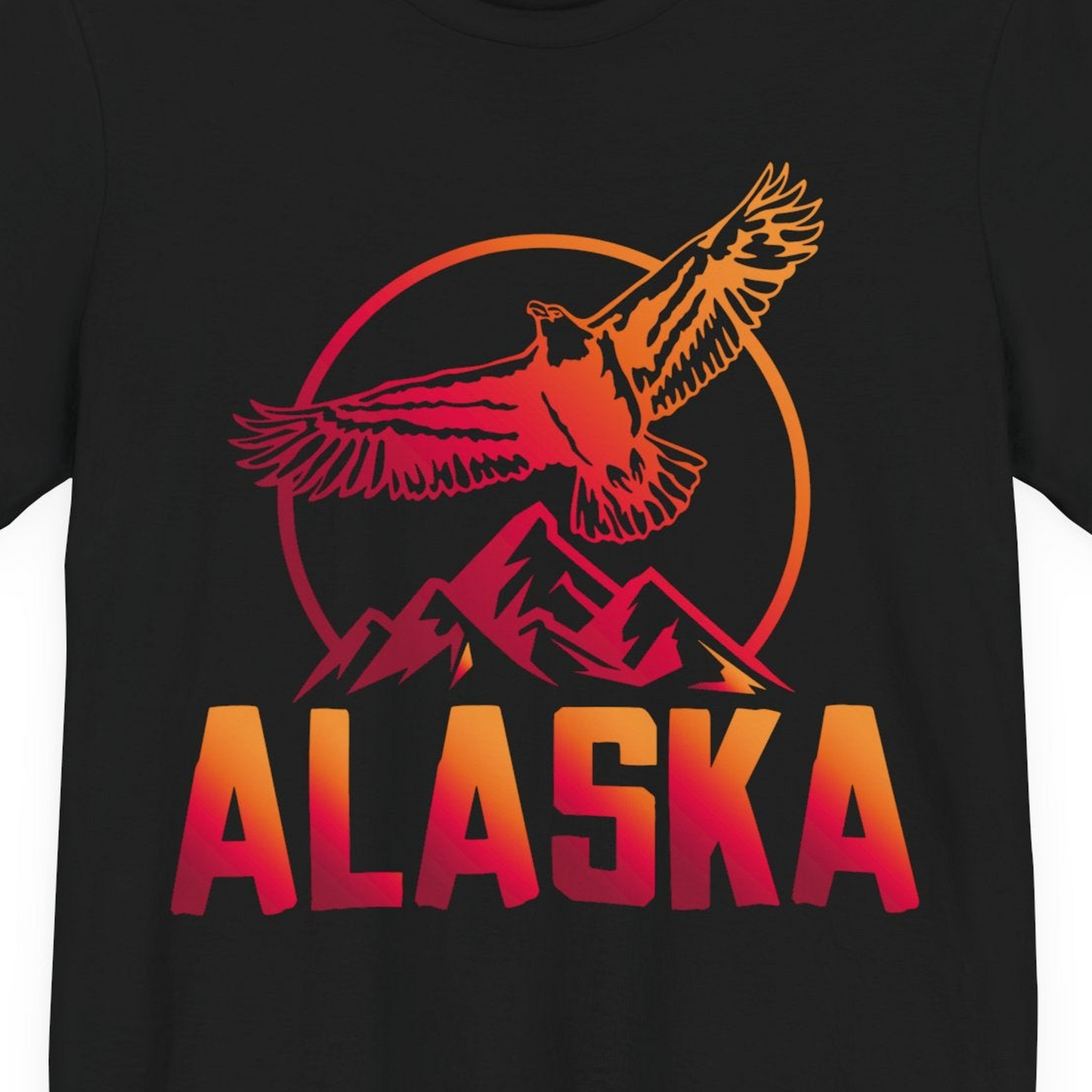 Alaska Eagle Mountains Graphic Shirt Premium T-Shirt – Black – Alaska Cruise Shirts Close Up