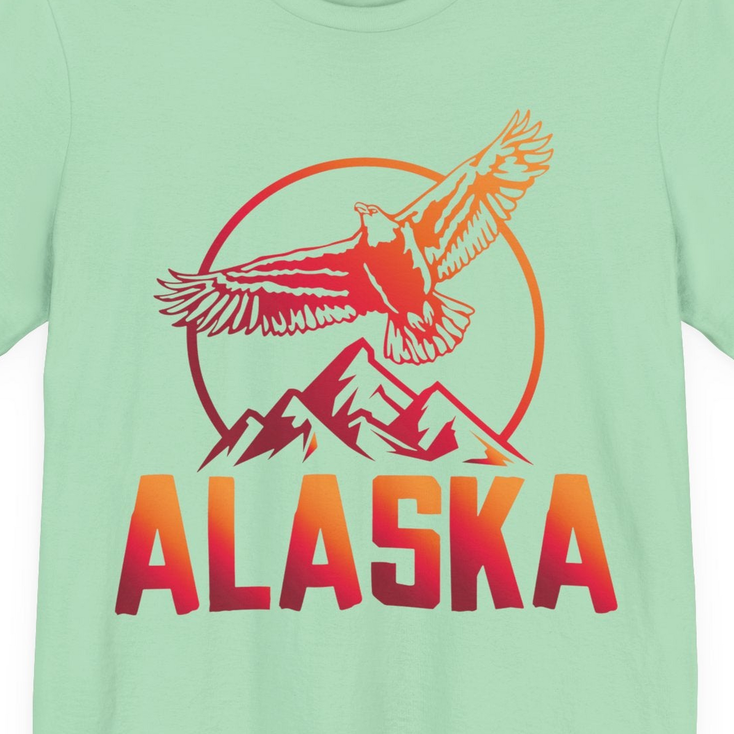 Alaska Eagle Mountains Graphic Shirt Premium T-Shirt – Mint – Alaska Cruise Shirts Close Up