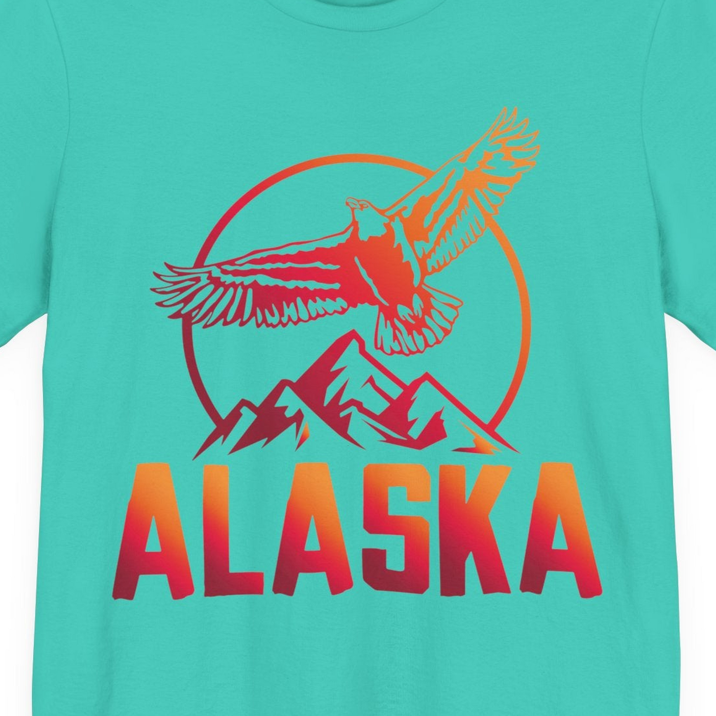 Alaska Eagle Mountains Graphic Shirt Premium T-Shirt – Teal – Alaska Cruise Shirts Close Up