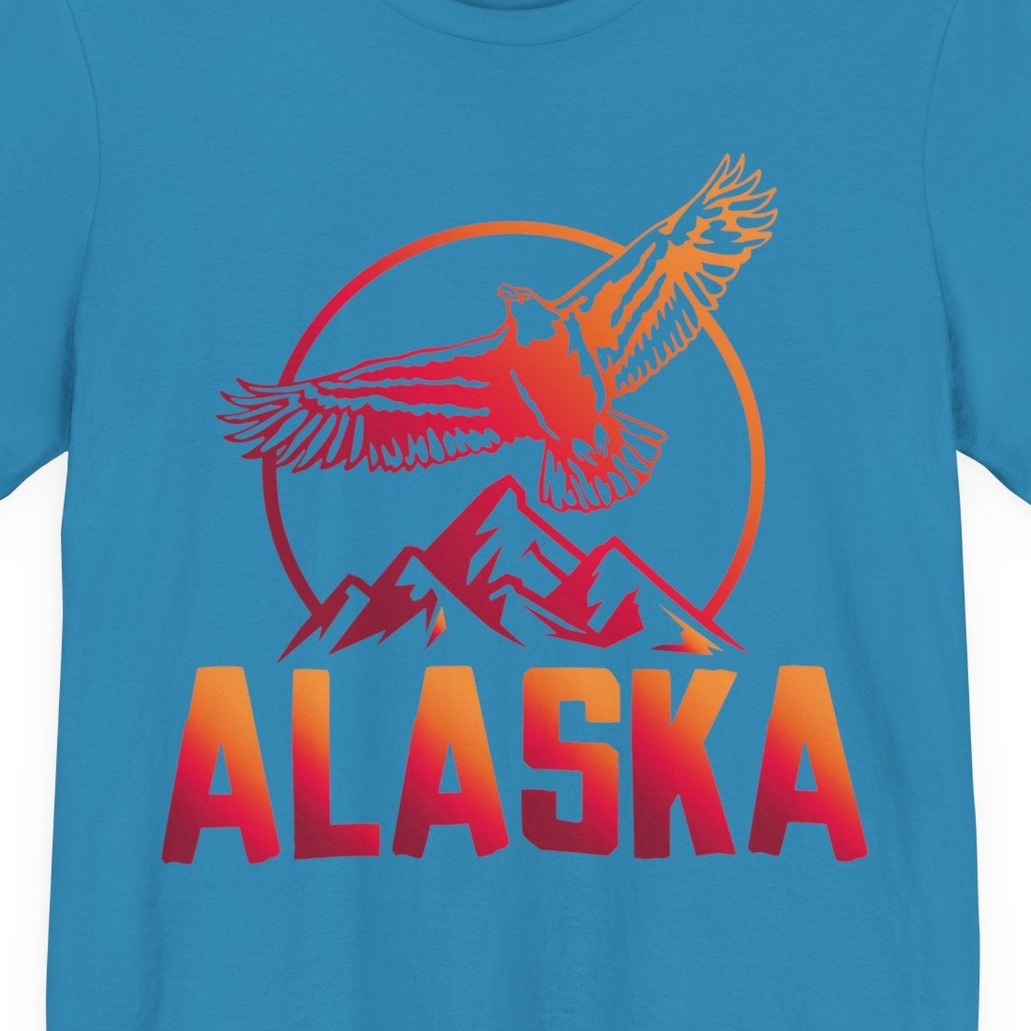 Alaska Eagle Mountains Graphic Shirt Premium T-Shirt – Aqua – Alaska Cruise Shirts Close Up