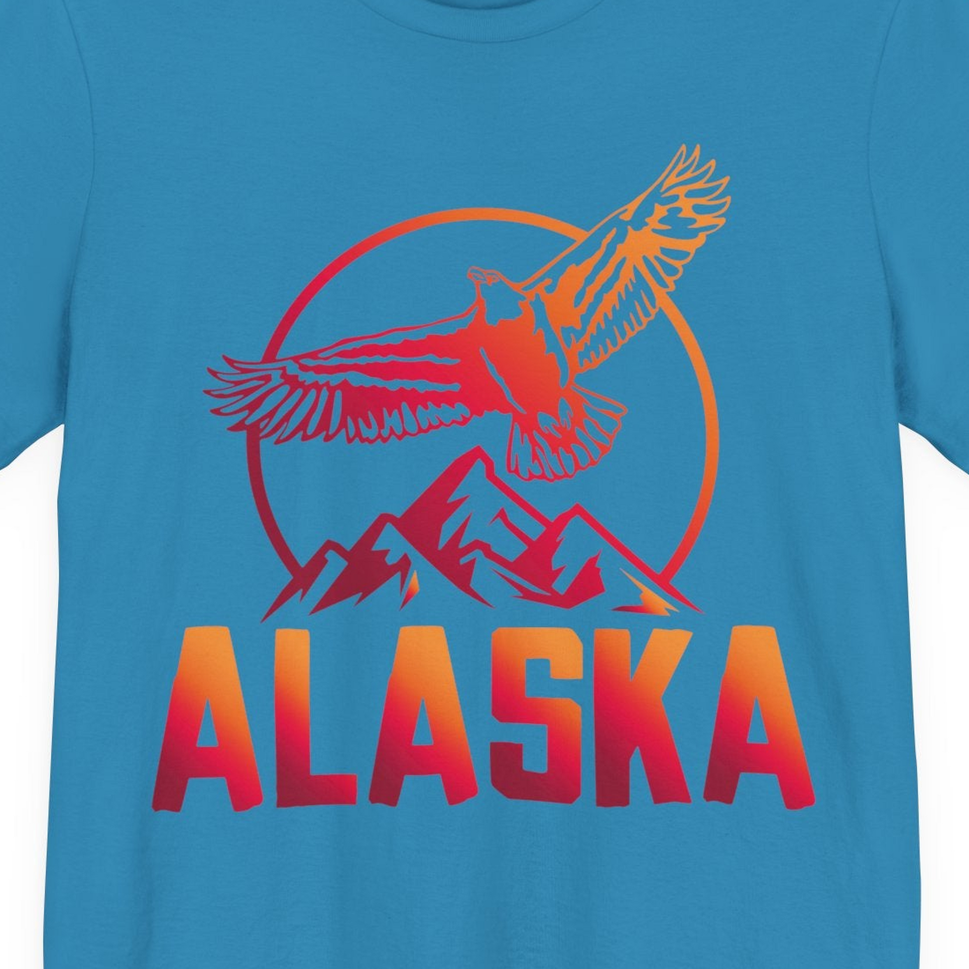 Alaska Eagle Mountains Graphic Shirt Premium T-Shirt – Aqua – Alaska Cruise Shirts Close Up