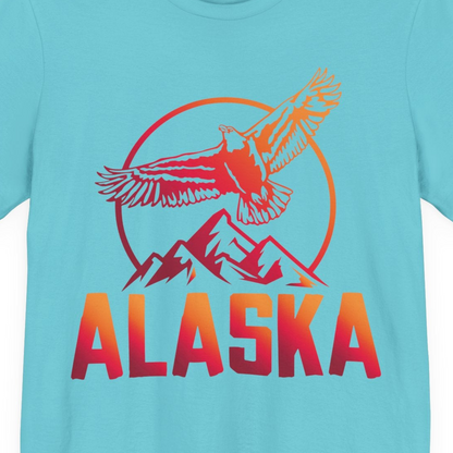 Alaska Eagle Mountains Graphic Shirt Premium T-Shirt – Turquoise – Alaska Cruise Shirts Close Up