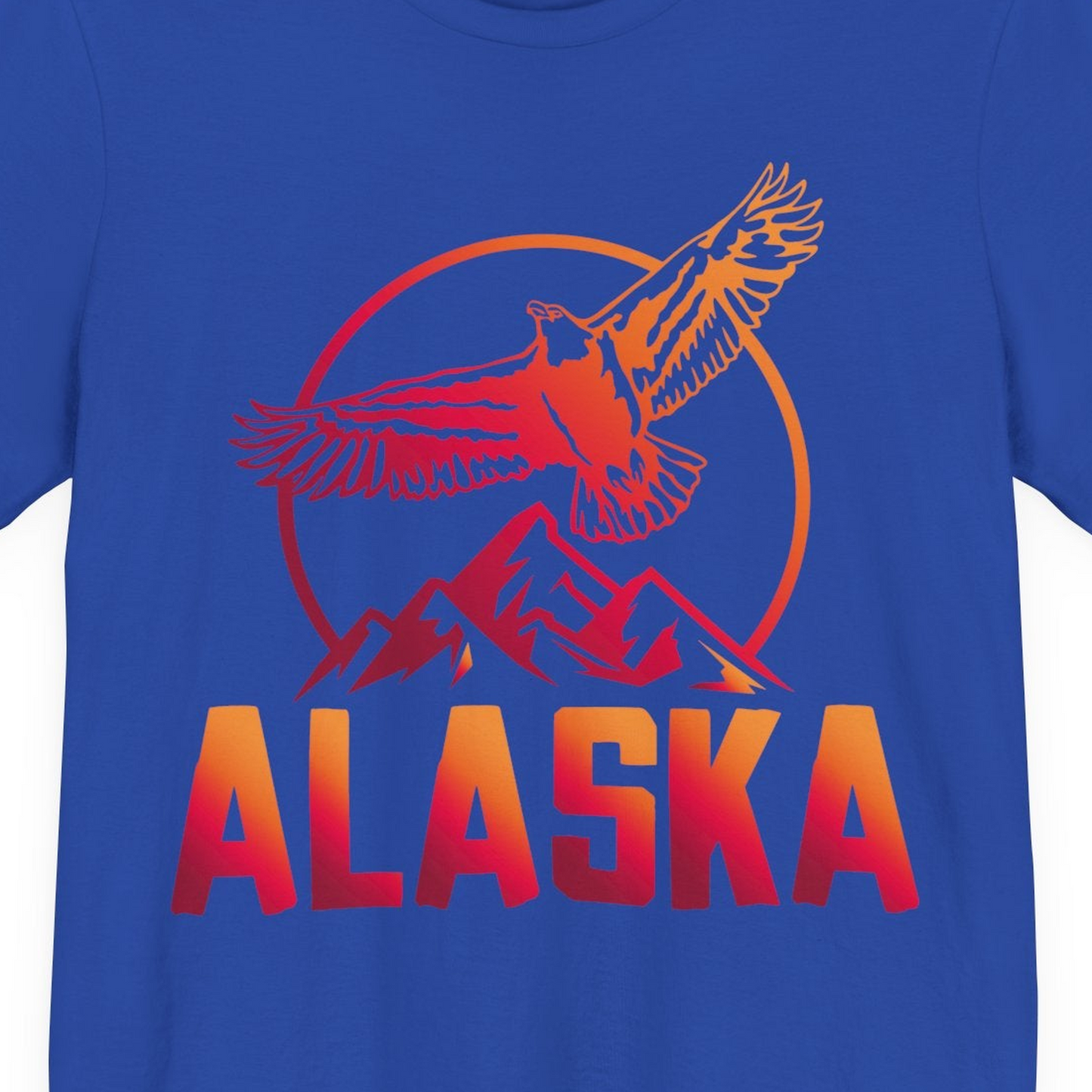 Alaska Eagle Mountains Graphic Shirt Premium T-Shirt – True Royal – Alaska Cruise Shirts Close Up