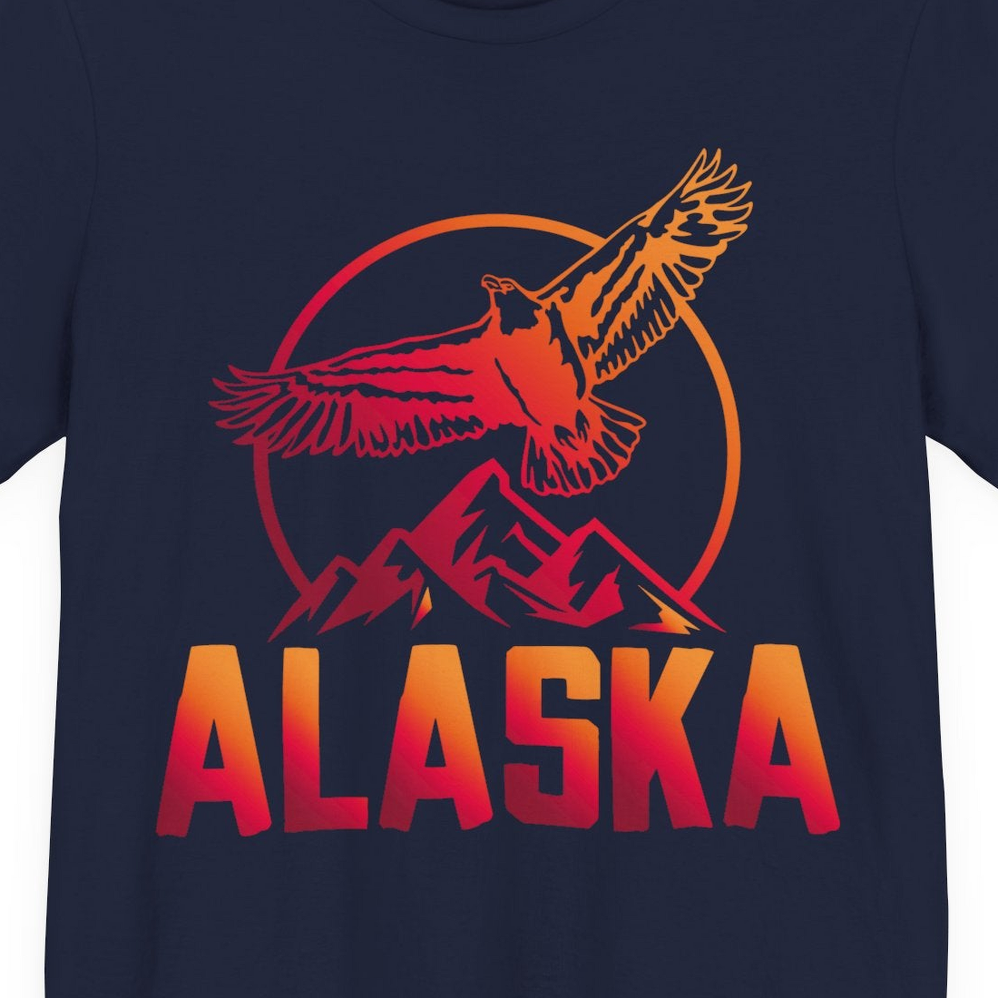 Alaska Eagle Mountains Graphic Shirt Premium T-Shirt – Navy – Alaska Cruise Shirts Close Up