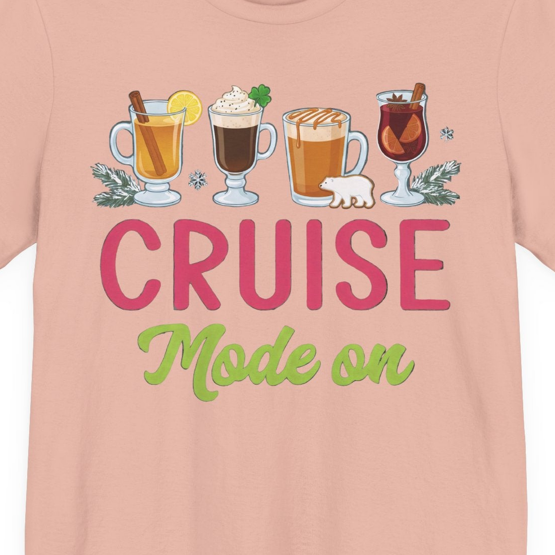 Cruise Mode On Shirt Premium T-Shirt – Peach – Alaska Cruise Shirts Close Up