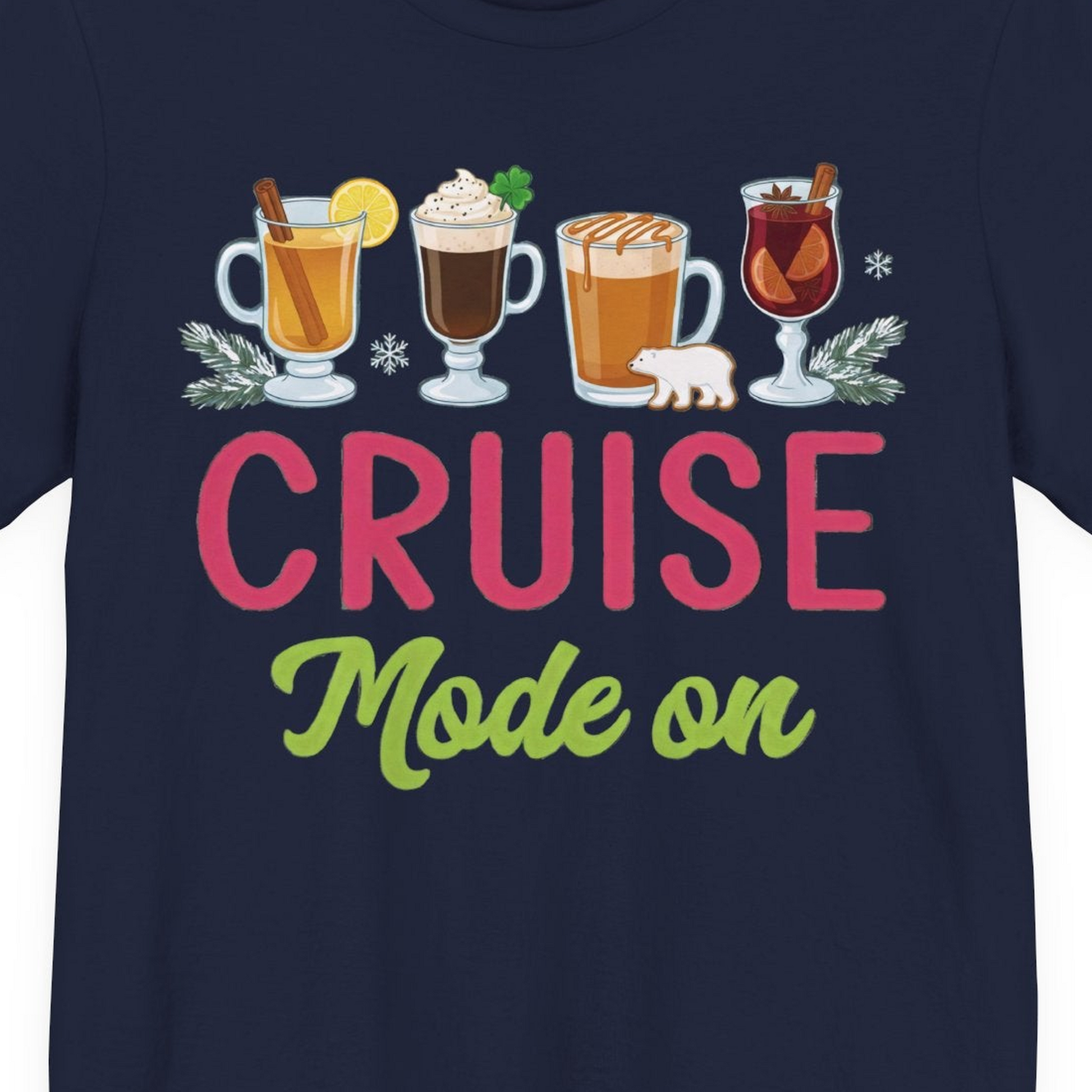 Cruise Mode On Shirt Premium T-Shirt – Navy – Alaska Cruise Shirts Close Up