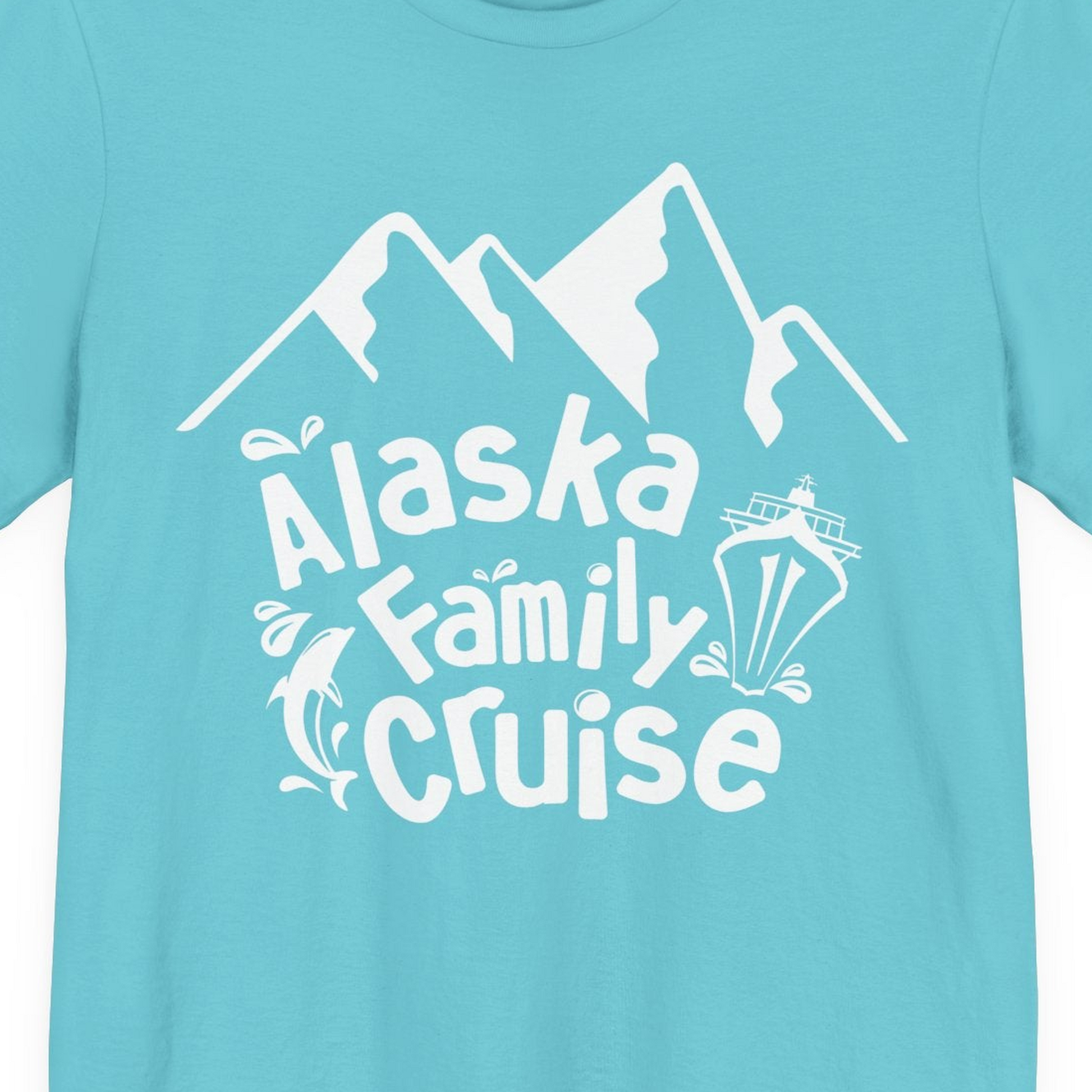 Alaska Family Cruise Adventure Shirt Premium T-Shirt – Turquoise – Alaska Cruise Shirts Close Up