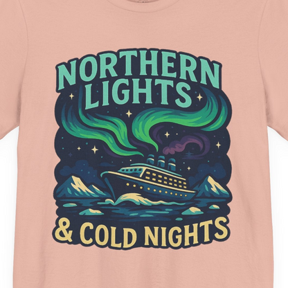 Northern Lights Alaska Cruise Ship Night Adventure Travel Shirt — Premium Tee Premium T-Shirt – Peach – Alaska Cruise Shirts Close Up