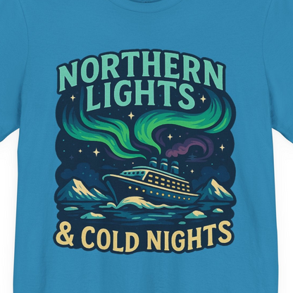 Northern Lights Alaska Cruise Ship Night Adventure Travel Shirt — Premium Tee Premium T-Shirt – Aqua – Alaska Cruise Shirts Close Up