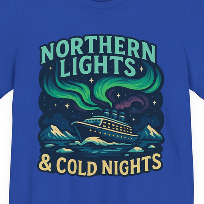 Northern Lights Alaska Cruise Ship Night Adventure Travel Shirt — Premium Tee Premium T-Shirt – True Royal – Alaska Cruise Shirts Close Up