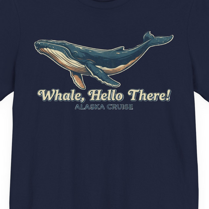 Whale Hello There Alaska Cruise Shirt Premium T-Shirt – Navy – Alaska Cruise Shirts Close Up