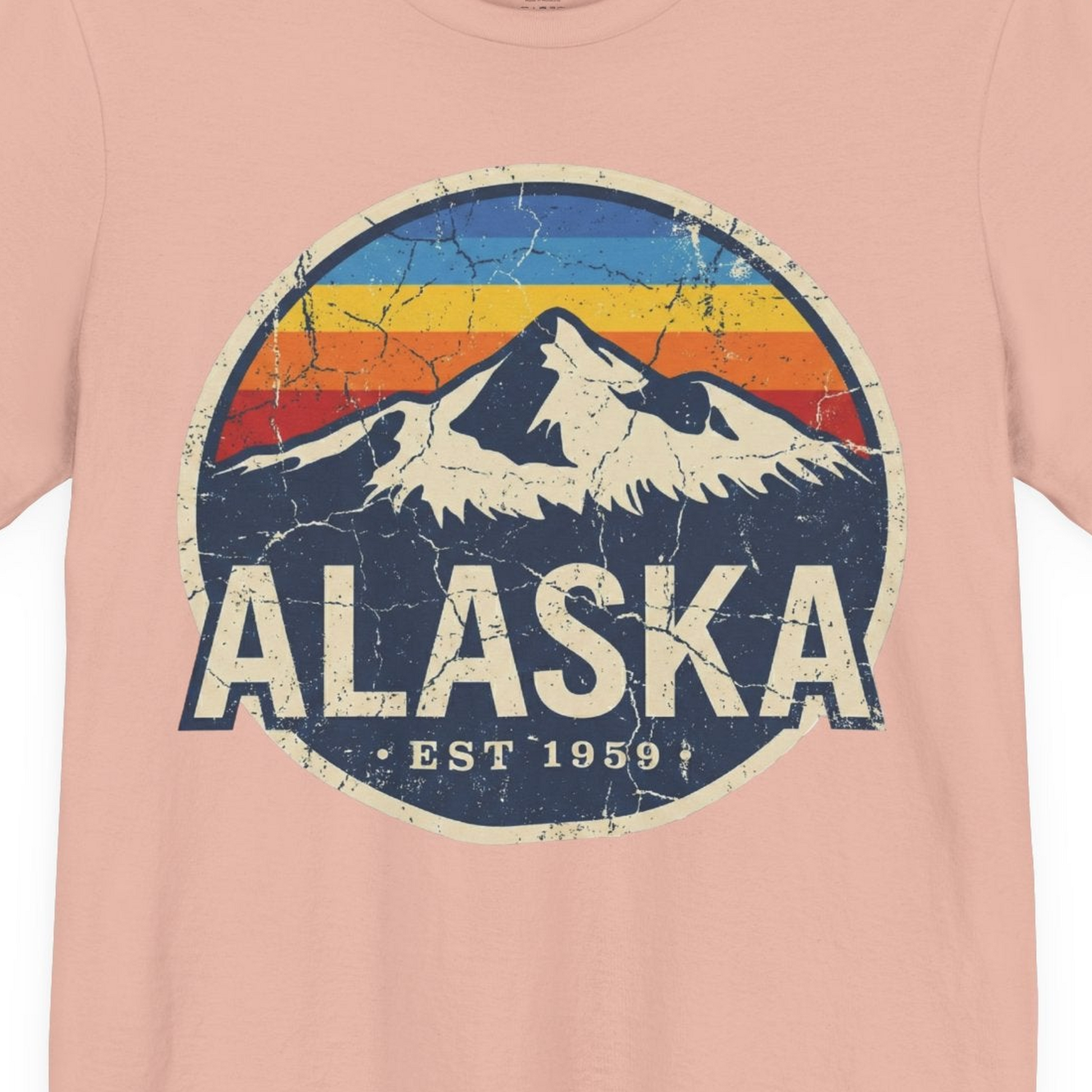 Alaska Vintage Shirt Premium T-Shirt – Peach – Alaska Cruise Shirts Close Up