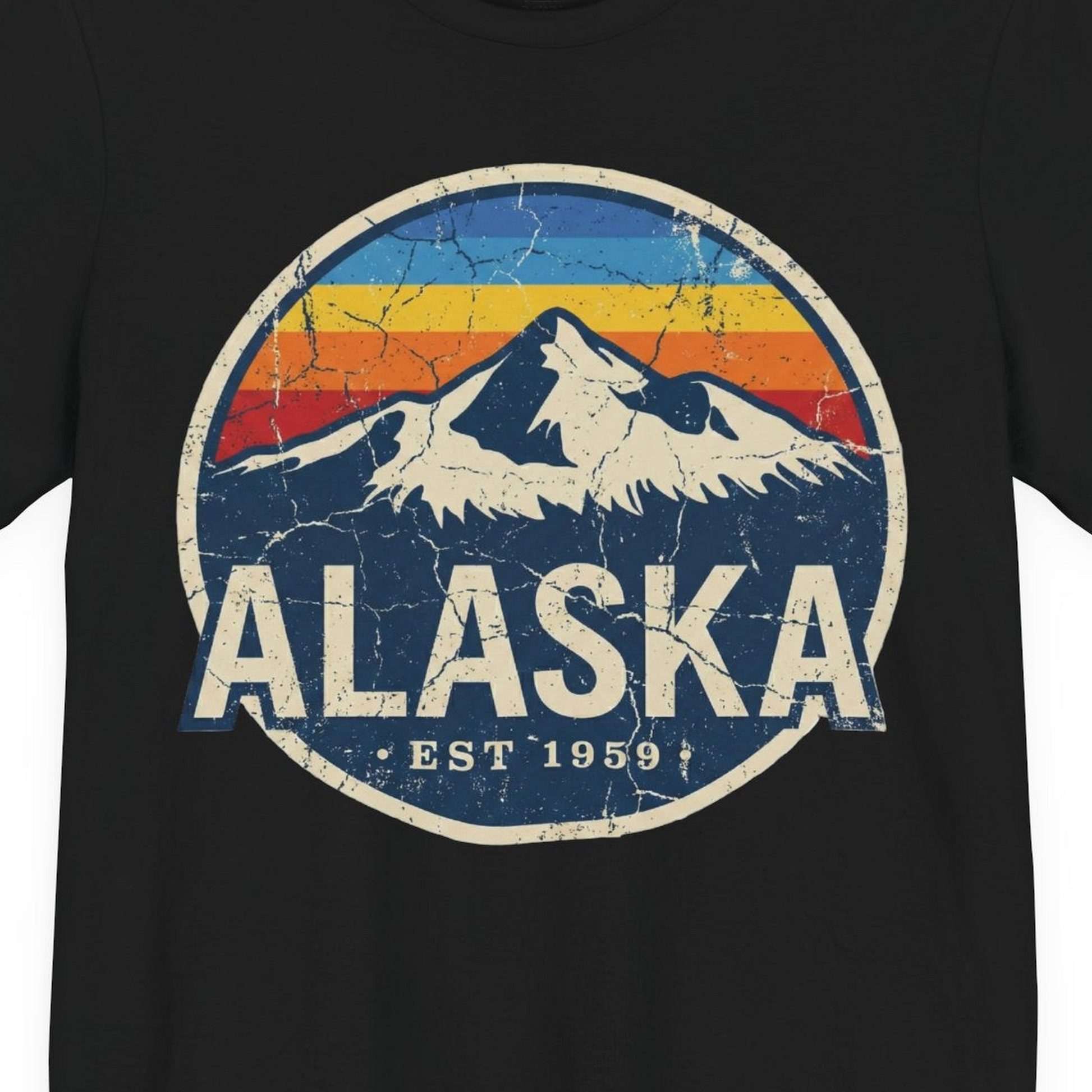 Alaska Vintage Shirt Premium T-Shirt – Black – Alaska Cruise Shirts Close Up