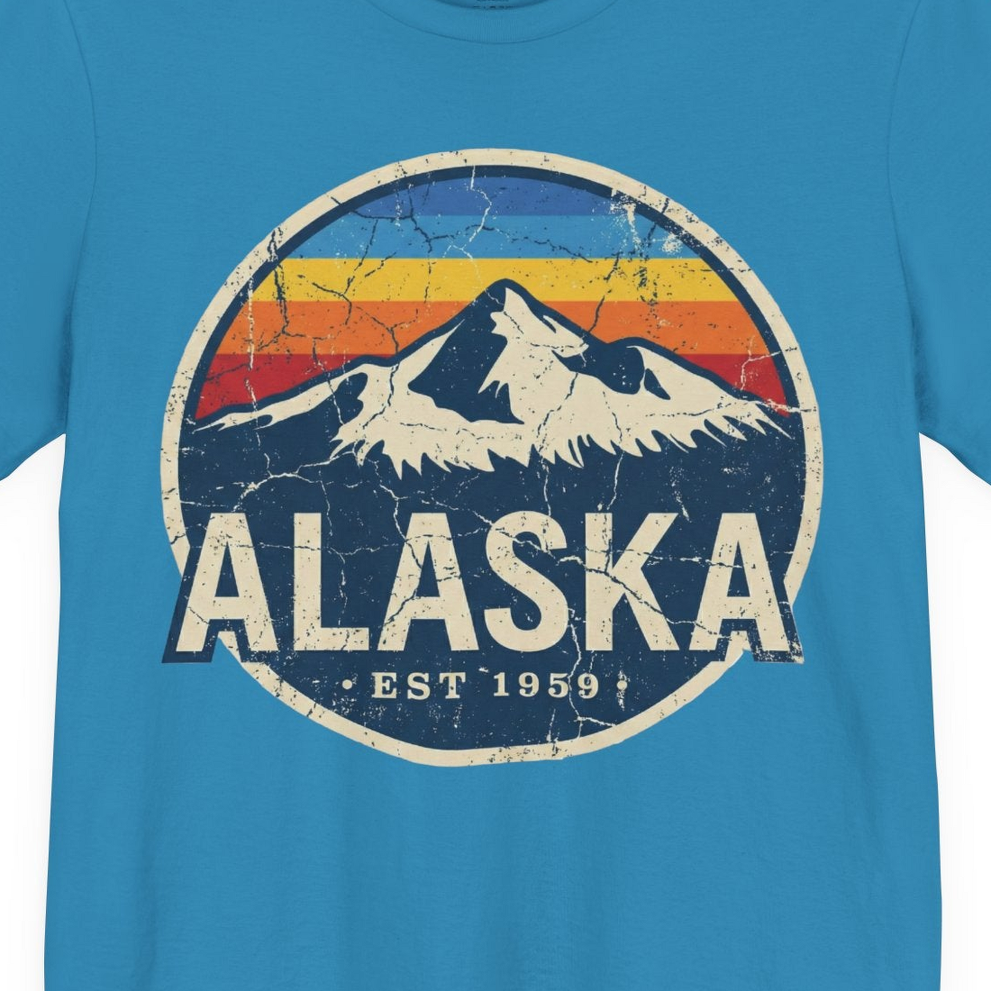 Alaska Vintage Shirt Premium T-Shirt – Aqua – Alaska Cruise Shirts Close Up
