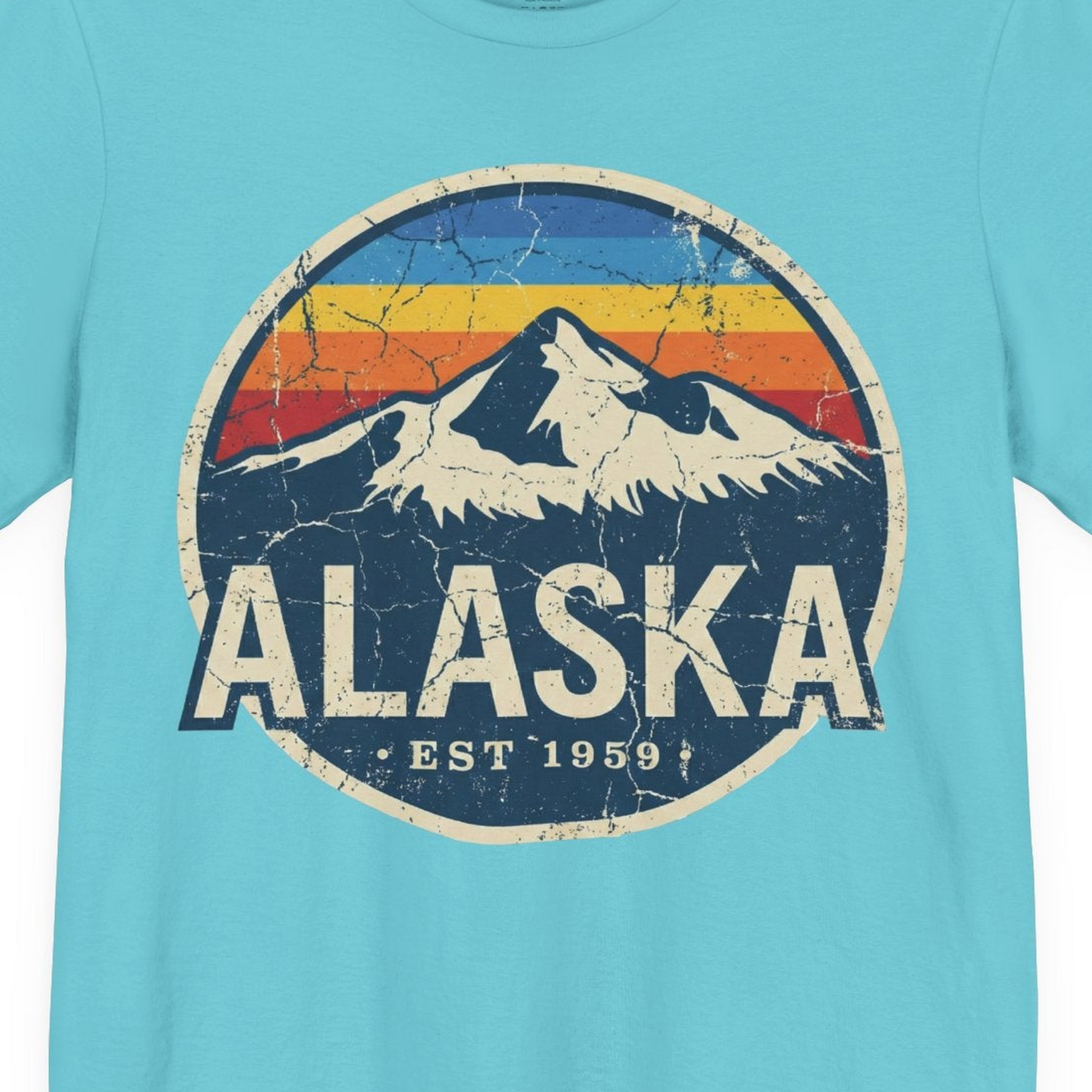 Alaska Vintage Shirt Premium T-Shirt – Turquoise – Alaska Cruise Shirts Close Up